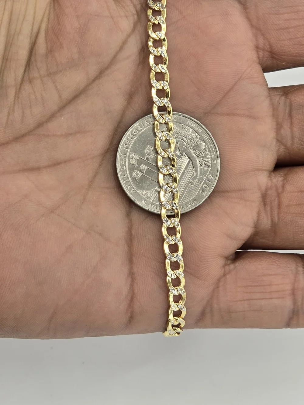 10k Real Gold Cuban Diamond Cut Bracelet 4.5 Mm 8 Inches